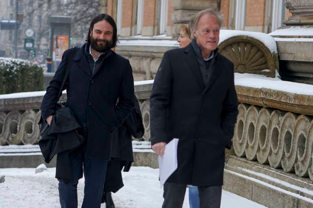 Gerhard Delling TV presenter Christina Block entrepreneur with her defense lawyer Ingo Bott and her defense lawyer Paula Wlodarek the defense lawyers and defendants come as usual on foot to the hearing at the trial for alleged child abduction in the Hamburg Regional Court Criminal Justice Building abduction case of the Block children Hamburg Germany