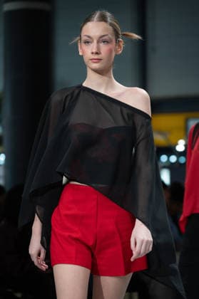 Modad catwalk during Madrid Fashion Week model walks the runway in a design by designer SUSANA ESCRIBANO at the Modad catwalk during Madrid Fashion Week at Ifema, February 6, 2026, Spain. Copyright: xx photos04266