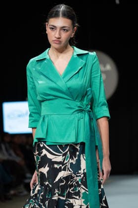 Modad catwalk during Madrid Fashion Week in Madrid - 06 Feb 2026 A model walks the runway in a design by designer ÁNGEL IGLESIAS at the Modad catwalk during Madrid Fashion Week at Ifema. Madrid Spain Copyright: xAtilanoxGarciax xSOPAxImagesx photos04305