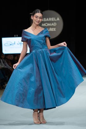 Modad catwalk during Madrid Fashion Week in Madrid - 06 Feb 2026 A model walks the runway in a design by designer ÁNGEL IGLESIAS at the Modad catwalk during Madrid Fashion Week at Ifema. Madrid Spain Copyright: xAtilanoxGarciax xSOPAxImagesx photos04310