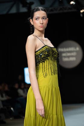 Modad catwalk during Madrid Fashion Week in Madrid - 06 Feb 2026 A model walks the runway in a design by designer ÁNGEL IGLESIAS at the Modad catwalk during Madrid Fashion Week at Ifema. Madrid Spain Copyright: xAtilanoxGarciax xSOPAxImagesx photos04314
