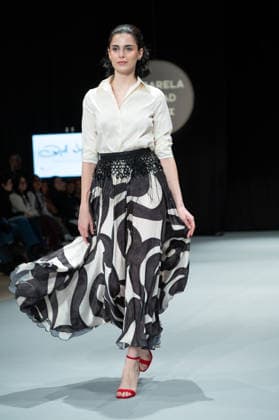 Modad catwalk during Madrid Fashion Week in Madrid - 06 Feb 2026 A model walks the runway in a design by designer ÁNGEL IGLESIAS at the Modad catwalk during Madrid Fashion Week at Ifema. Madrid Spain Copyright: xAtilanoxGarciax xSOPAxImagesx photos04319