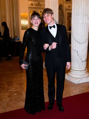 Milan, Milan Cortina 2026 Olympic Games, Welcome cocktail for guests at the Opening Ceremony at the Teatro alla Scala. Pictured: Nicoletta Manni and Timofej Andrijashenko.  Copyright: xAlbertoxTerenghix xipa-agency.netx xComi Terenghix IPA_Agency_IPA71038476
