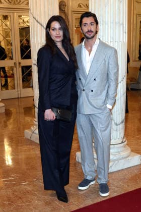 Milan, Milan Cortina 2026 Olympic Games, Welcome cocktail for guests at the Opening Ceremony at Teatro alla Scala - Luca Gervasi with a friend  Copyright: xAlbertoxTerenghix xipa-agency.netx xComi Terenghix IPA_Agency_IPA71043103