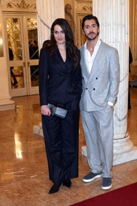Milan, Milan Cortina 2026 Olympic Games, Welcome cocktail for guests at the Opening Ceremony at Teatro alla Scala - Luca Gervasi with a friend  Copyright: xAlbertoxTerenghix xipa-agency.netx xComi Terenghix IPA_Agency_IPA71043110
