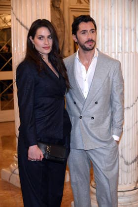 Milan, Milan Cortina 2026 Olympic Games, Welcome cocktail for guests at the Opening Ceremony at Teatro alla Scala - Luca Gervasi with a friend  Copyright: xAlbertoxTerenghix xipa-agency.netx xComi Terenghix IPA_Agency_IPA71043095