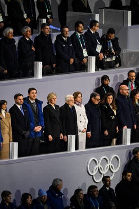 Winter Olympic Games Milano Cortina 2026 Opening Night Pre-Show San Siro Stadium - Milan, Italy Usha Vance;James David Vance;Tyrone Seward;Kirsty Coventry;Sergio Mattarella;Laura Mattarella;Ignazio La Russa;Laura de Cicco;Lorenzo Fontana;Emilia Romano Winter Olympic Games Milano Cortina 2026 Opening Night Pre-Show San Siro Stadium - Milan, Italy 6th February 2026 SGPItalia id 134457_003 Not Exclusive  Copyright: xALFONSOxCATALANO SGPITALIAx