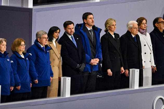 Winter Olympic Games Milano Cortina 2026 Opening Night Pre-Show San Siro Stadium - Milan, Italy Kristin Kloster Aasen;Claudia Bach;Thomas Bach;Usha Vance;James David Vance;Tyrone Seward;Kirsty Coventry;Sergio Mattarella;Laura Mattarella;Ignazio La Russa Winter Olympic Games Milano Cortina 2026 Opening Night Pre-Show San Siro Stadium - Milan, Italy 6th February 2026 SGPItalia id 134457_003 Not Exclusive  Copyright: xALFONSOxCATALANO SGPITALIAx