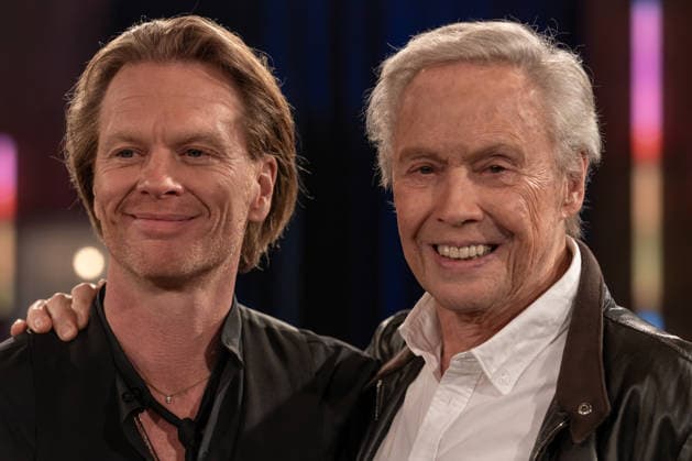 Kölner Treff on February 06, 2026 In the picture the Austrian actor, singer and TV presenter Peter Kraus on the right with son Mike Kraus, photographer and filmmaker Peter Kraus is considered the founder of German-language Rock™n Roll Susan Link and Anna Planken Mi