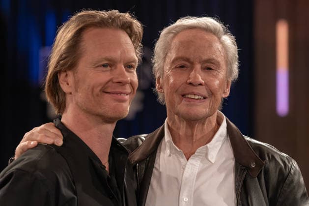 Kölner Treff on February 06, 2026 In the picture the Austrian actor, singer and TV presenter Peter Kraus on the right with son Mike Kraus, photographer and filmmaker Peter Kraus is considered the founder of German-language Rock™n Roll Susan Link and Anna Planken Mi