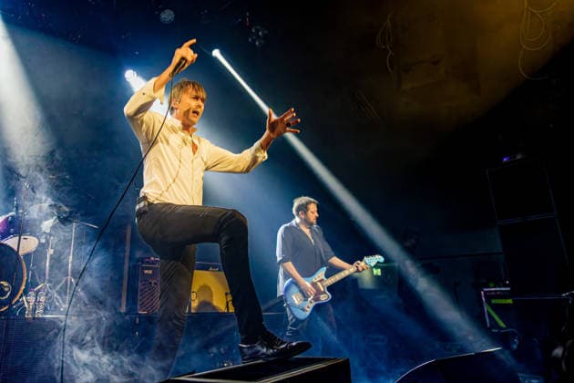 UK band Suede performing on stage at Liverpool University, Mountford Hall, UK as part of their 2026 ‘Antidepressants’ tour Brett Anderson, lead singer of Uk band Suede on stage with arms aloft At Liverpool University, UK band Suede performing on stage at Liverpool University, Mountford Hall, UK as part of their 2026 ‘Antidepressants’ tour Liverpool United Kingdom Copyright: xAndyxVonxPipx xSOPAxImagesx 02---SUEDE-ANDY-VON-PIP