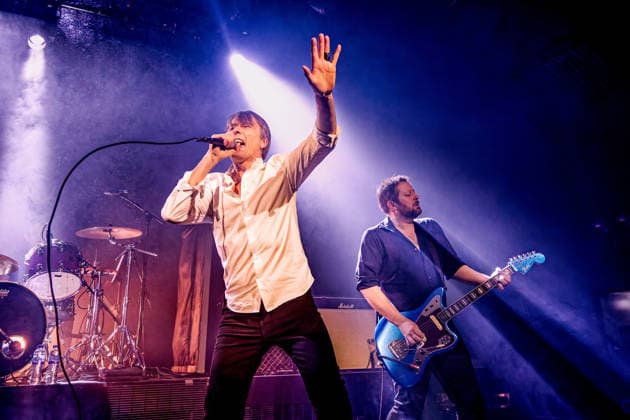 February 6, 2026, Liverpool, United Kingdom: Brett Anderson ( Vocals ) in foreground - And Richard Oakes ( Guitar) Of Uk band Suede on stage at Liverpool University UK band Suede performing on stage at Liverpool University, Mountford Hall, UK as part of their 2026 ˜Antidepressants™ tour Liverpool United Kingdom - ZUMAs197 20260206_aaa_s197_376 Copyright: xAndyxVonxPipx