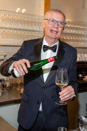 Günther Jauch presents his wine as a guest at the 100 Sepmper Opera Ball at the Semper Opera in Dresden on February 6, 2026 Saxony Germany