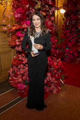 Iris Berben with the Choros Award winner as a guest in the ballroom at the 100 Sepmper Opera Ball at the Semper Opera in Dresden on February 6, 2026 Saxony Germany