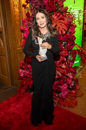 Iris Berben with the Choros Award winner as a guest in the ballroom at the 100 Sepmper Opera Ball at the Semper Opera in Dresden on February 6, 2026 Saxony Germany