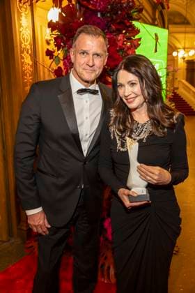 Heiko Kiesow and Iris Berben with the Choros Award winner as guests in the ballroom at the 100 Sepmper Opera Ball at the Semper Opera in Dresden on February 6, 2026 Saxony Germany