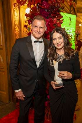 Heiko Kiesow and Iris Berben with the Choros Award winner as guests in the ballroom at the 100 Sepmper Opera Ball at the Semper Opera in Dresden on February 6, 2026 Saxony Germany