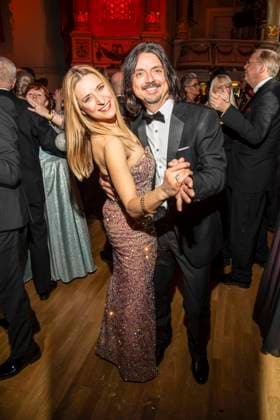 Stefanie Hertel with husband Leopold Lanny Lanner dancing as a guest in the ballroom at the 100 Sepmper Opera Ball at the Semper Opera in Dresden on February 6, 2026 Saxony Germany
