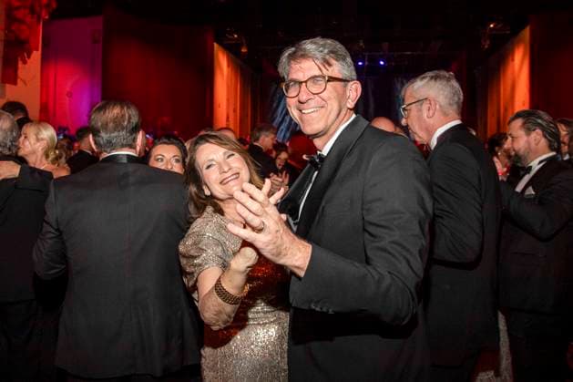 Wife Christiane Goetz Weimer, Wolfram Weimer and Raphaella Gassner Minister of State for Culture dancing as guests in the ballroom at the 100 Sepmper Opera Ball at the Semper Opera in Dresden on February 6, 2026 Saxony Germany