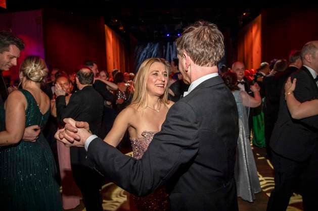 Stefanie Hertel and Michael Kretschmer MP Saxony dancing as guests in the ballroom at the 100 Sepmper Opera Ball at the Semper Opera in Dresden on February 6, 2026 Saxony Germany