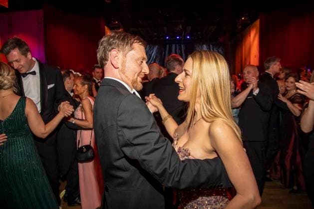 Stefanie Hertel and Michael Kretschmer MP Saxony dancing as guests in the ballroom at the 100 Sepmper Opera Ball at the Semper Opera in Dresden on February 6, 2026 Saxony Germany