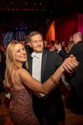 Stefanie Hertel and Michael Kretschmer MP Saxony dancing as guests in the ballroom at the 100 Sepmper Opera Ball at the Semper Opera in Dresden on February 6, 2026 Saxony Germany