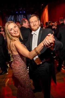 Stefanie Hertel and Michael Kretschmer MP Saxony dancing as guests in the ballroom at the 100 Sepmper Opera Ball at the Semper Opera in Dresden on February 6, 2026 Saxony Germany