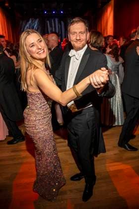 Stefanie Hertel and Michael Kretschmer MP Saxony dancing as guests in the ballroom at the 100 Sepmper Opera Ball at the Semper Opera in Dresden on February 6, 2026 Saxony Germany