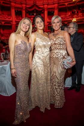 Stefanie Hertel, Annett Hofmann and Kamilla Senjo as guests in the ballroom at the 100 Sepmper Opera Ball at the Semper Opera in Dresden on February 6, 2026 Saxony Germany