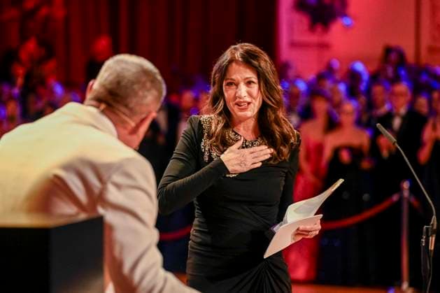 Joachim Llambi Iris Berben as a guest in the ballroom at the 100 Sepmper Opera Ball at the Semper Opera in Dresden on February 6, 2026 Saxony Germany