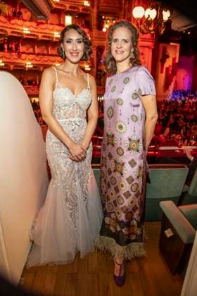 Nora Schmid and Valerie Eickhoff as guests in the ballroom at the 100 Sepmper Opera Ball at the Semper Opera in Dresden on February 6, 2026 Saxony Germany