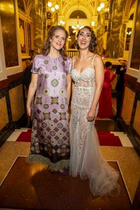 Nora Schmid and Valerie Eickhoff as guests in the ballroom at the 100 Sepmper Opera Ball at the Semper Opera in Dresden on February 6, 2026 Saxony Germany