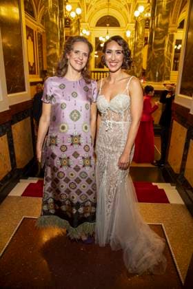 Nora Schmid and Valerie Eickhoff as guests in the ballroom at the 100 Sepmper Opera Ball at the Semper Opera in Dresden on February 6, 2026 Saxony Germany