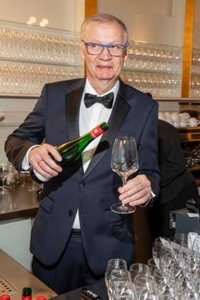 Günther Jauch presents his wine as a guest at the 100 Sepmper Opera Ball at the Semper Opera in Dresden on February 6, 2026 Saxony Germany