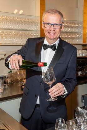 Günther Jauch presents his wine as a guest at the 100 Sepmper Opera Ball at the Semper Opera in Dresden on February 6, 2026 Saxony Germany