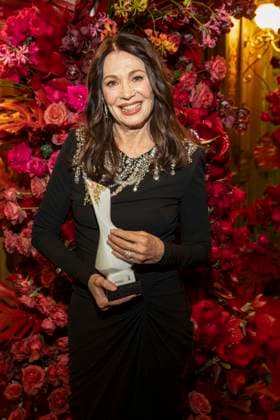 Iris Berben with the Choros Award winner as a guest in the ballroom at the 100 Sepmper Opera Ball at the Semper Opera in Dresden on February 6, 2026 Saxony Germany