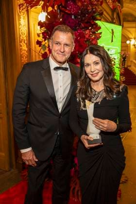 Heiko Kiesow and Iris Berben with the Choros Award winner as guests in the ballroom at the 100 Sepmper Opera Ball at the Semper Opera in Dresden on February 6, 2026 Saxony Germany