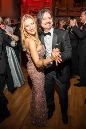 Stefanie Hertel with husband Leopold Lanny Lanner dancing as a guest in the ballroom at the 100 Sepmper Opera Ball at the Semper Opera in Dresden on February 6, 2026 Saxony Germany