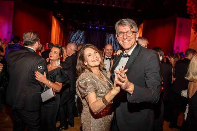 Wife Christiane Goetz Weimer, Wolfram Weimer and Raphaella Gassner Minister of State for Culture dancing as guests in the ballroom at the 100 Sepmper Opera Ball at the Semper Opera in Dresden on February 6, 2026 Saxony Germany