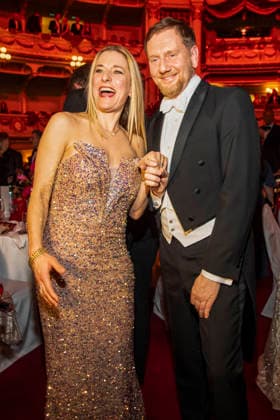 Stefanie Hertel and Michael Kretschmer MP Saxony dancing as guests in the ballroom at the 100 Sepmper Opera Ball at the Semper Opera in Dresden on February 6, 2026 Saxony Germany
