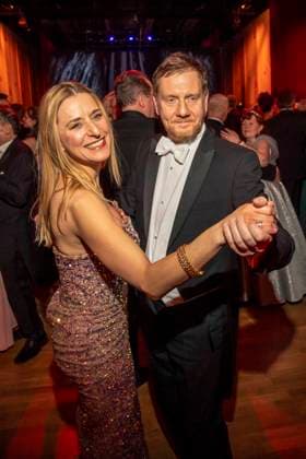 Stefanie Hertel and Michael Kretschmer MP Saxony dancing as guests in the ballroom at the 100 Sepmper Opera Ball at the Semper Opera in Dresden on February 6, 2026 Saxony Germany