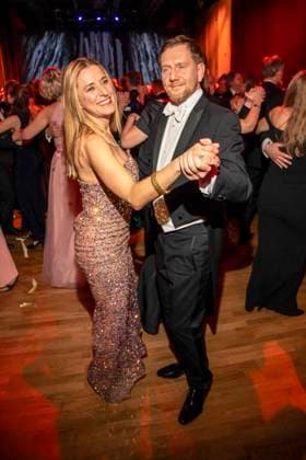 Stefanie Hertel and Michael Kretschmer MP Saxony dancing as guests in the ballroom at the 100 Sepmper Opera Ball at the Semper Opera in Dresden on February 6, 2026 Saxony Germany