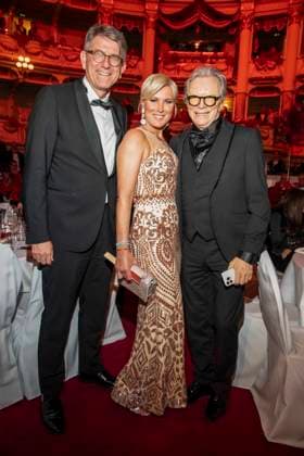 Wolfram Weimer, Kamilla Senjo and Wolfgang Lippert as guests in the ballroom at the 100 Sepmper Opera Ball at the Semper Opera in Dresden on February 6, 2026 Saxony Germany