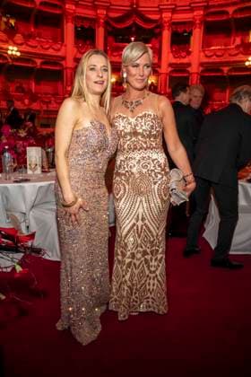 Stefanie Hertel and Kamilla Senjo as guests in the ballroom at the 100 Sepmper Opera Ball at the Semper Opera in Dresden on February 6, 2026 Saxony Germany