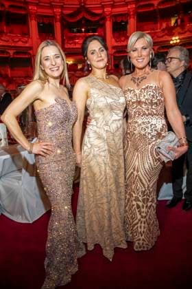 Stefanie Hertel, Annett Hofmann and Kamilla Senjo as guests in the ballroom at the 100 Sepmper Opera Ball at the Semper Opera in Dresden on February 6, 2026 Saxony Germany