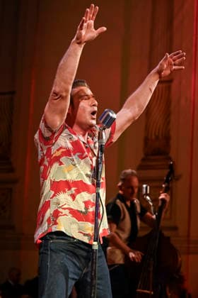 Sasha as DICK BRAVE during his performance concert singing as a guest in the ballroom at the 100 Sepmper Opera Ball at the Semper Opera in Dresden on February 6, 2026 Saxony Germany