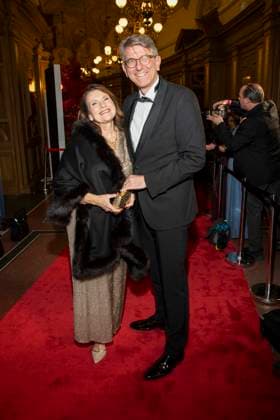 Wife Christiane Goetz Weimer and Wolfram Weimer Minister of State for Culture as guests on the red carpet at the 100 Sepmper Opera Ball at the Semper Opera in Dresden on February 6, 2026 Saxony Germany
