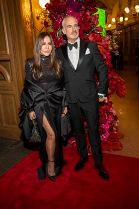 Simone Thomalla with Rene M on the red carpet as a guest in the ballroom at the 100 Sepmper Opera Ball at the Semper Opera in Dresden on February 6, 2026 Saxony Germany