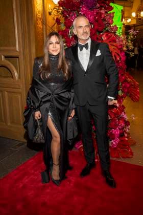 Simone Thomalla with Rene M on the red carpet as a guest in the ballroom at the 100 Sepmper Opera Ball at the Semper Opera in Dresden on February 6, 2026 Saxony Germany