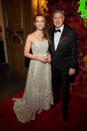 Annika Lau and Joachim Llambi presenter duo on the red carpet as guests in the ballroom at the 100 Sepmper Opera Ball at the Semper Opera in Dresden on February 6, 2026 Saxony Germany
